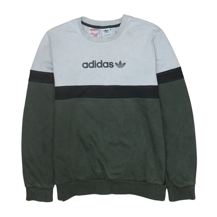 Adidas Boys Green Black Beige Crew Neck Pullover Sweatshirt 13-14 Years