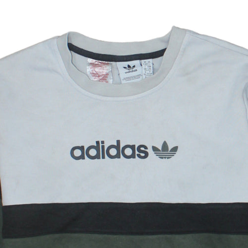 Adidas Boys Green Black Beige Crew Neck Pullover Sweatshirt 13-14 Years