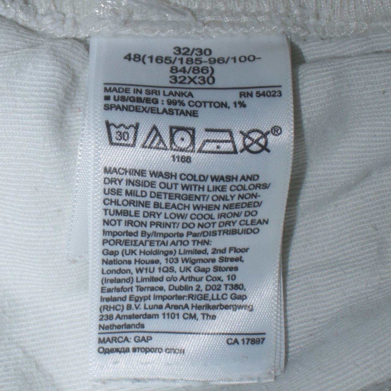 GAP Men's White Straight Regular Fit Jeans 32x30 Cotton Denim