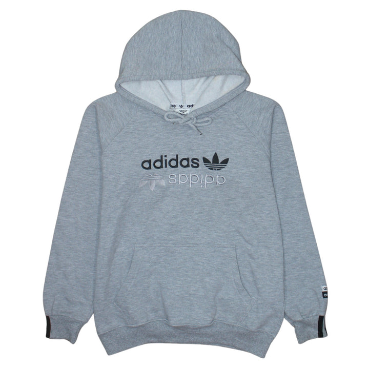Adidas Women Grey Medium Pullover Hoodie Embroidered Logo Casual