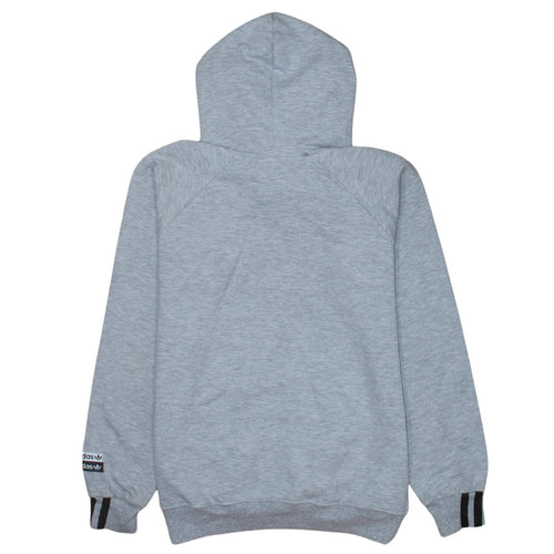 Adidas Women Grey Medium Pullover Hoodie Embroidered Logo Casual