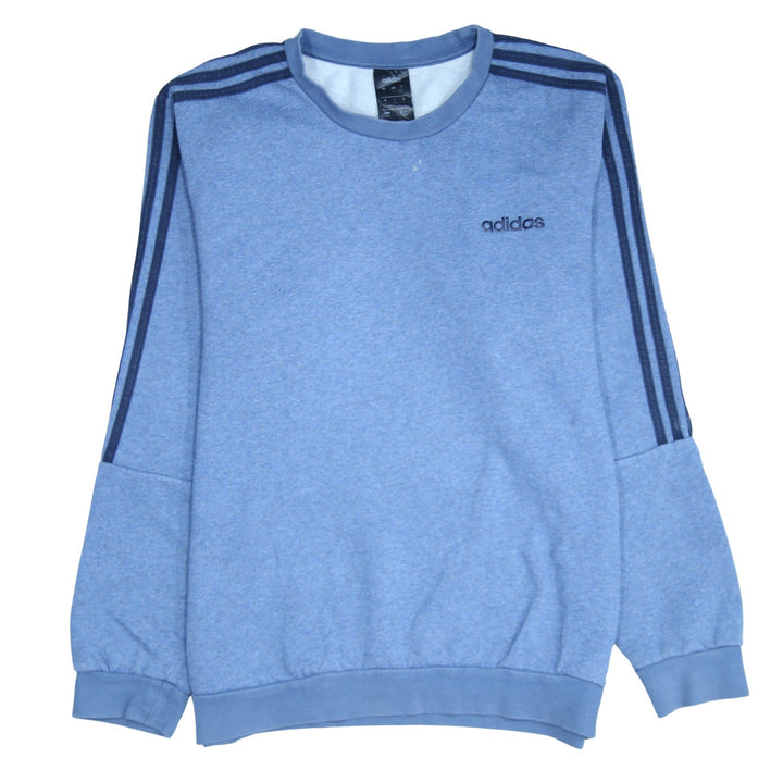 Adidas Men Blue Crew Neck Pullover Sweatshirt L Regular Fit