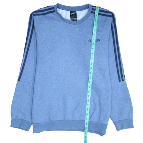 Adidas Men Blue Crew Neck Pullover Sweatshirt L Regular Fit