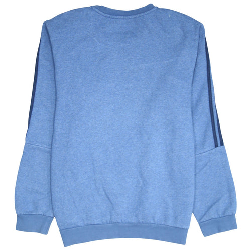 Adidas Men Blue Crew Neck Pullover Sweatshirt L Regular Fit