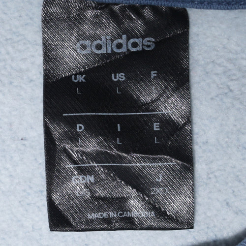 Adidas Men Blue Crew Neck Pullover Sweatshirt L Regular Fit