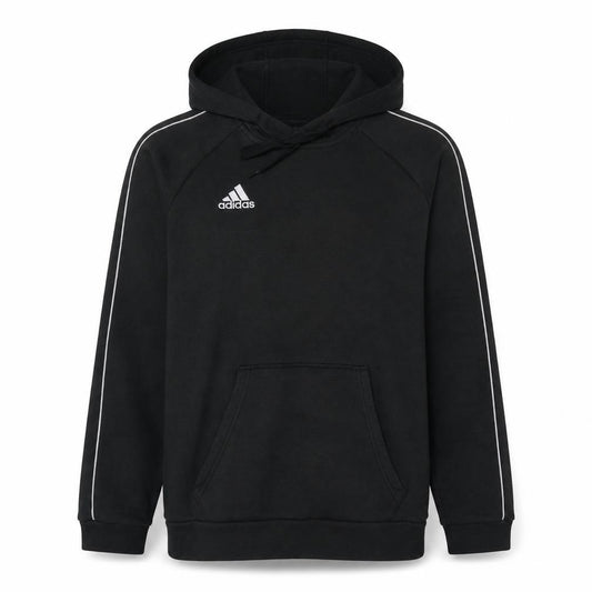Front view of adidas Men's Black Pullover Hoodie M Sports Fleece Regular Fit