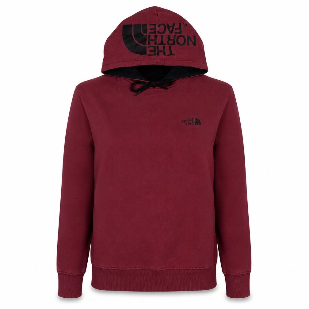 Front view of The North Face Women Burgundy Pullover Hoodie Medium 100% Cotton