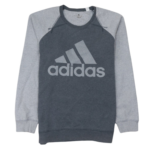 Adidas Men's Grey Logo Crew Neck Pullover Sweatshirt L