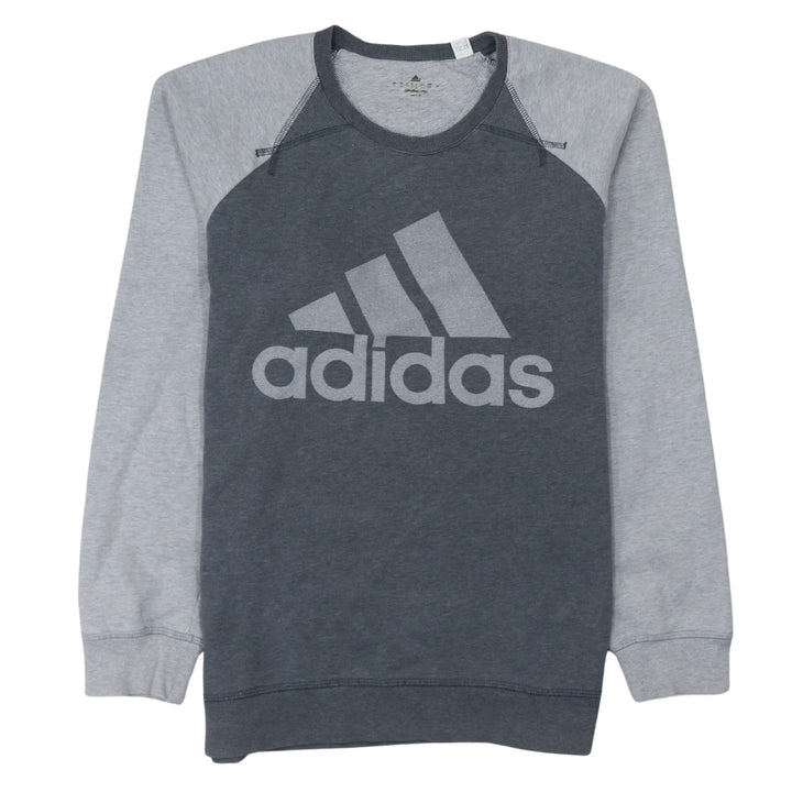 Adidas Men's Grey Logo Crew Neck Pullover Sweatshirt L