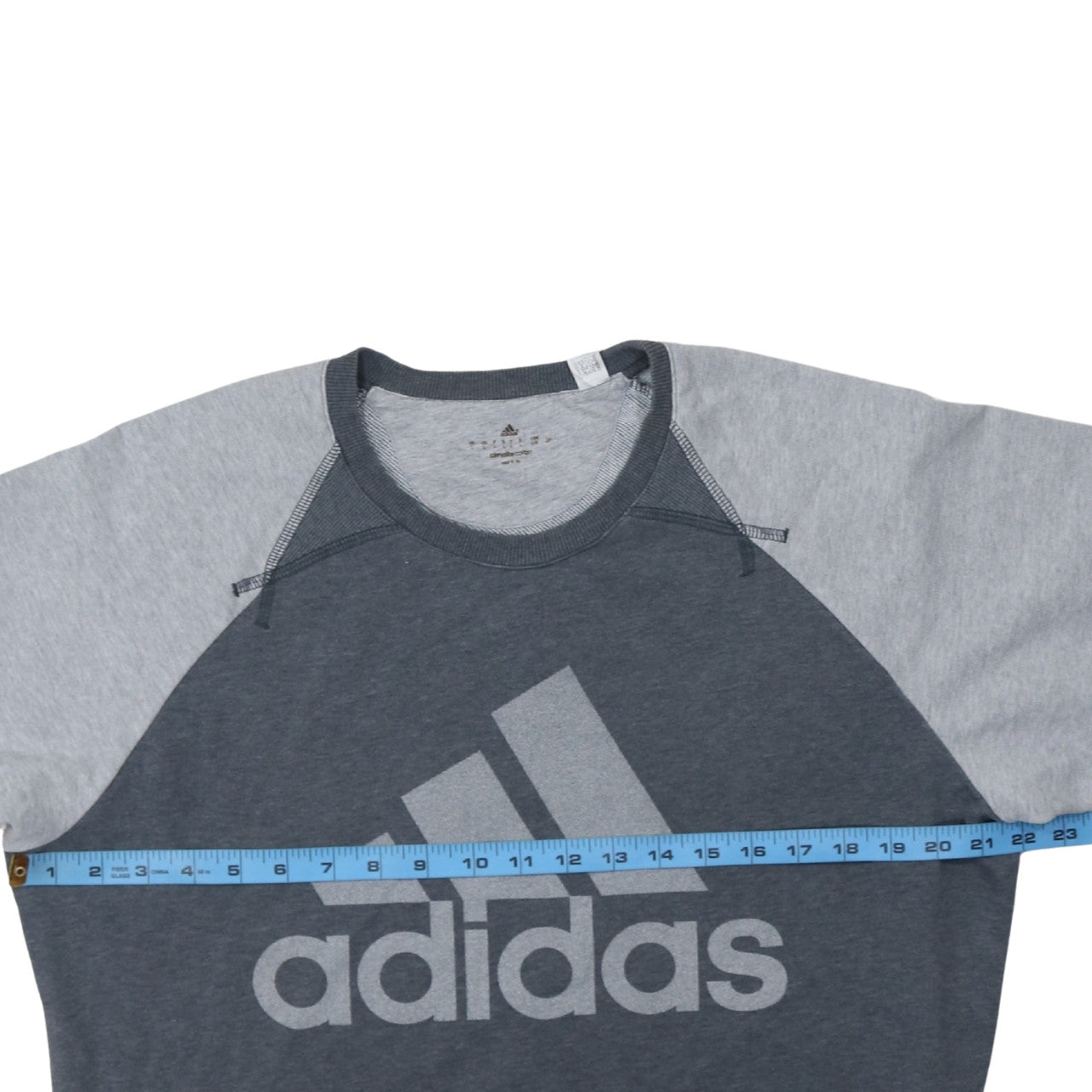Adidas Men's Grey Logo Crew Neck Pullover Sweatshirt L