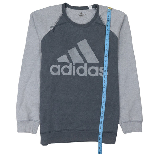 Adidas Men's Grey Logo Crew Neck Pullover Sweatshirt L