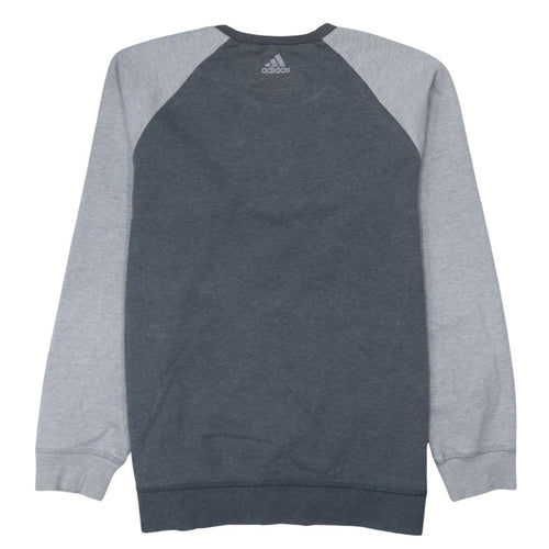 Adidas Men's Grey Logo Crew Neck Pullover Sweatshirt L