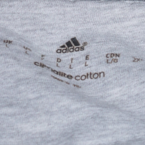 Adidas Men's Grey Logo Crew Neck Pullover Sweatshirt L