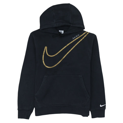 Nike Women's Black Gold Swoosh Pullover Hoodie Size S