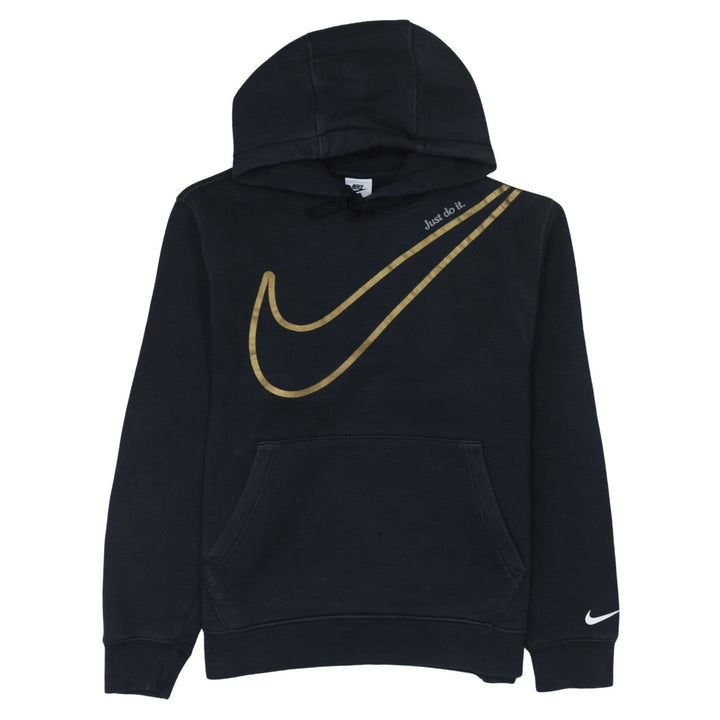Nike Women's Black Gold Swoosh Pullover Hoodie Size S