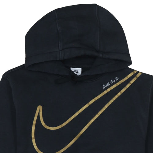 Nike Women's Black Gold Swoosh Pullover Hoodie Size S