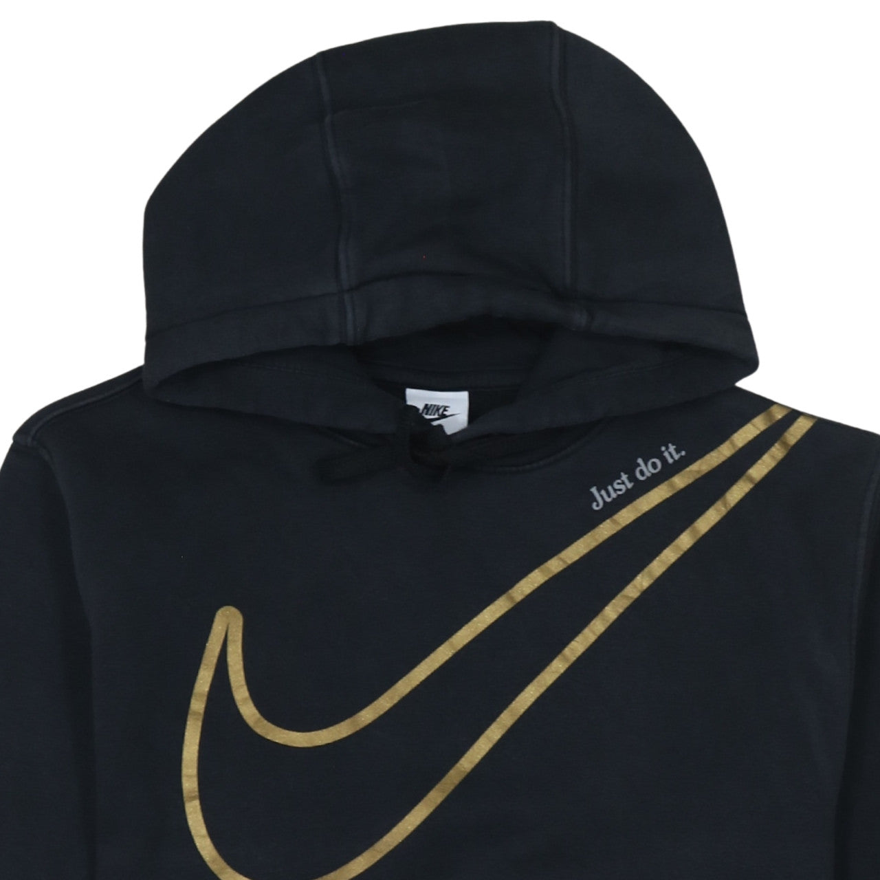 Nike Women's Black Gold Swoosh Pullover Hoodie Size S
