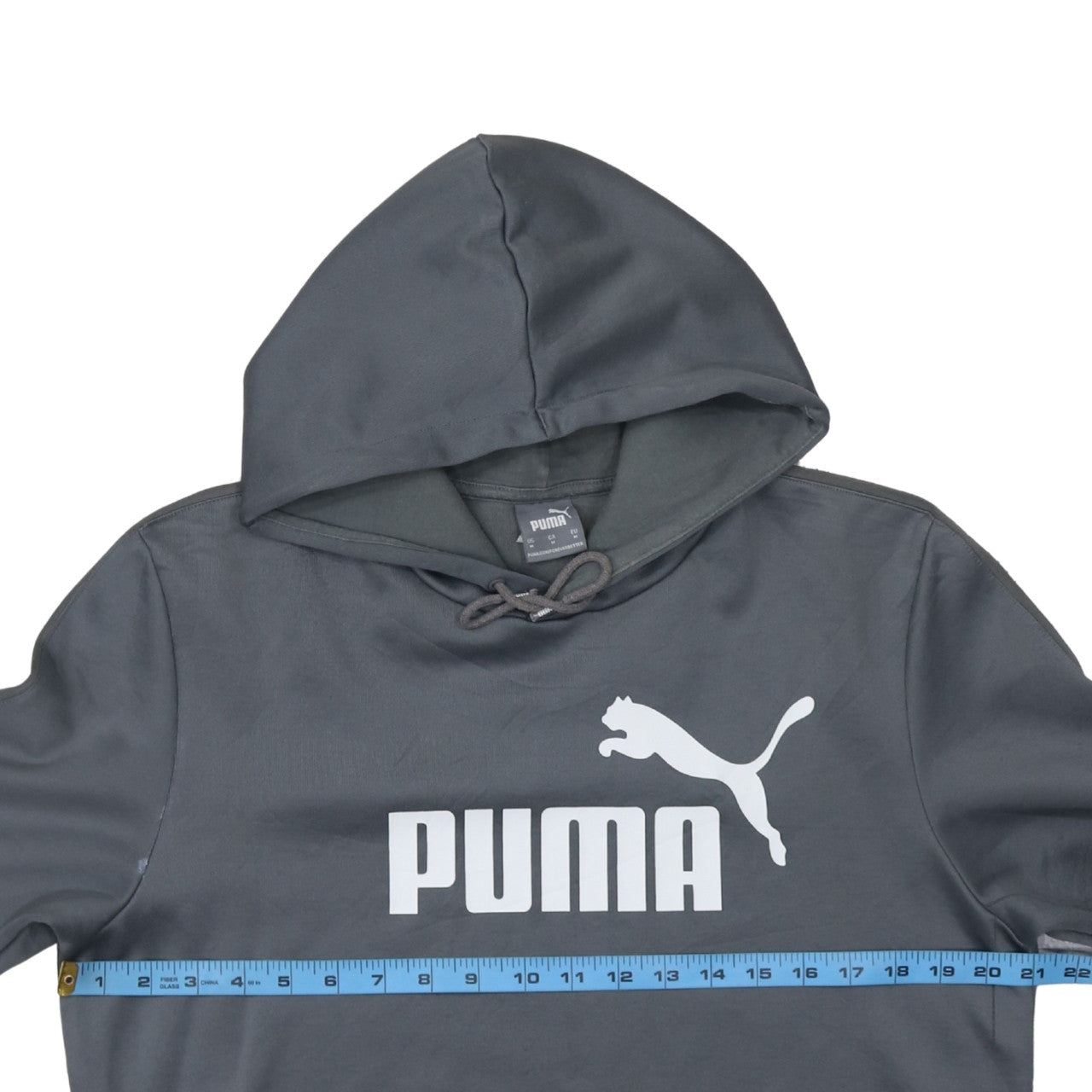 Puma Men's Grey Pullover Hoodie Size M Logo Graphic Sportswear