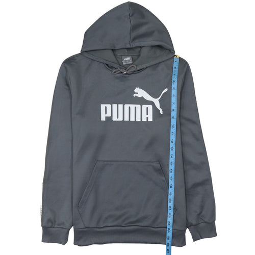 Puma Men's Grey Pullover Hoodie Size M Logo Graphic Sportswear