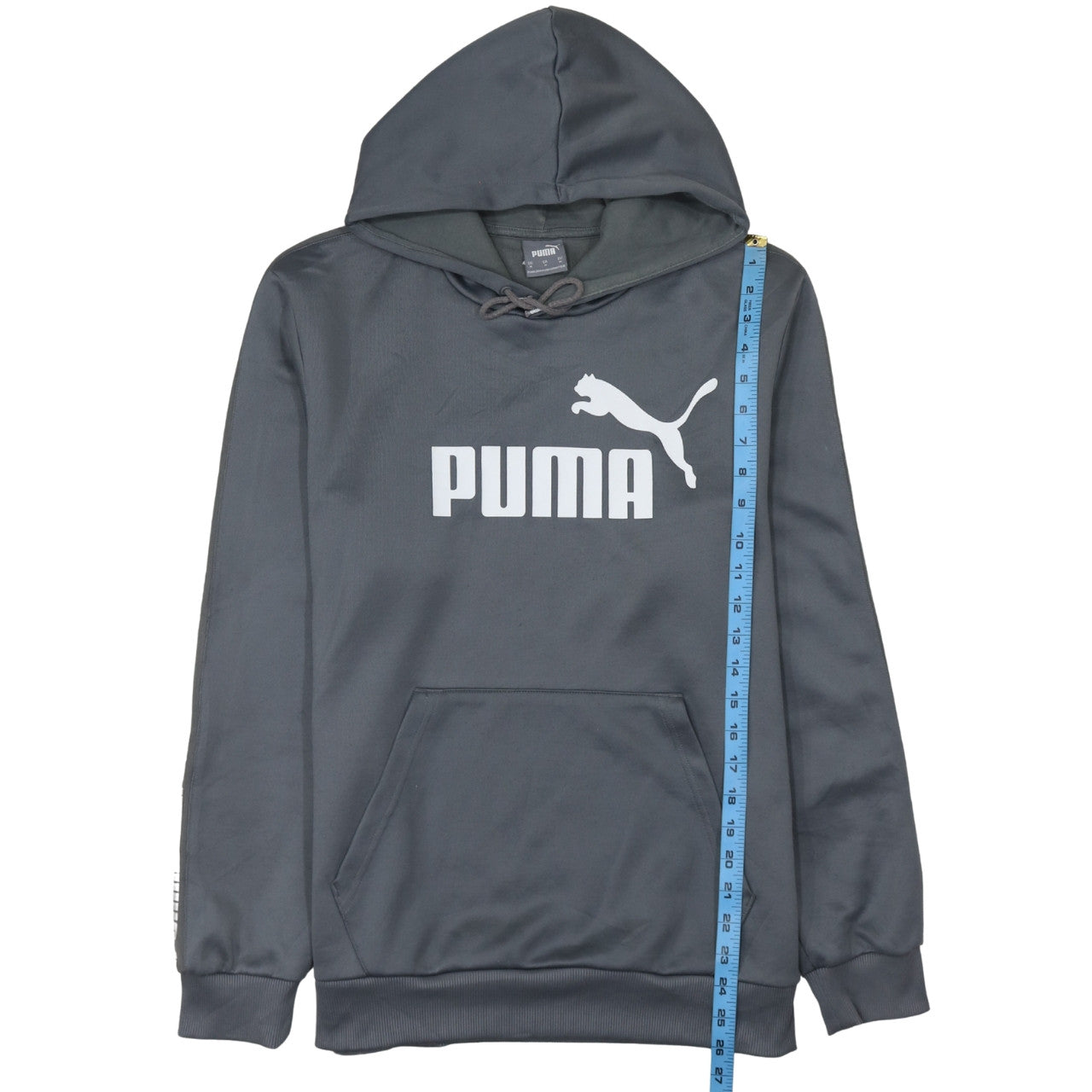 Puma Men's Grey Pullover Hoodie Size M Logo Graphic Sportswear