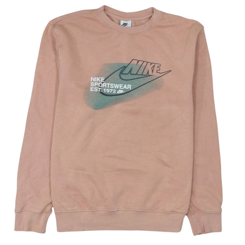 Nike Womens Pink Graphic Logo Pullover Sweatshirt Size M