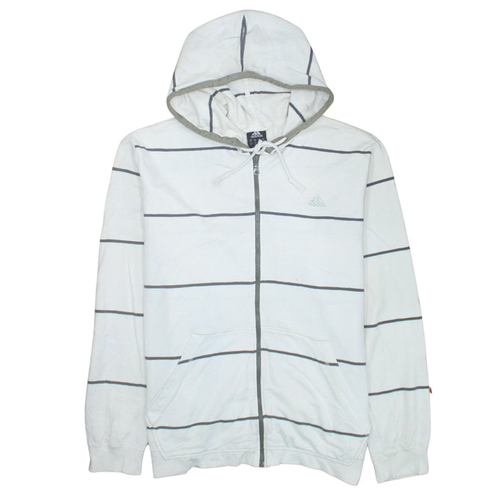 Adidas Men's White XL Full Zip Striped Hoodie Sweatshirt