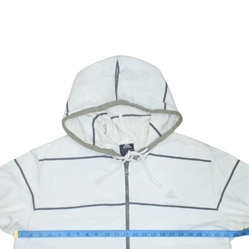 Adidas Men's White XL Full Zip Striped Hoodie Sweatshirt