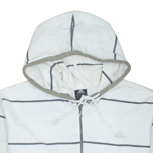 Adidas Men's White XL Full Zip Striped Hoodie Sweatshirt