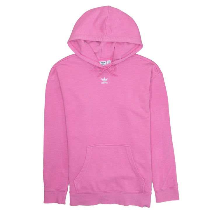 Adidas Womens Pink Pullover Hoodie Size 10 Cotton Drawstring Casual