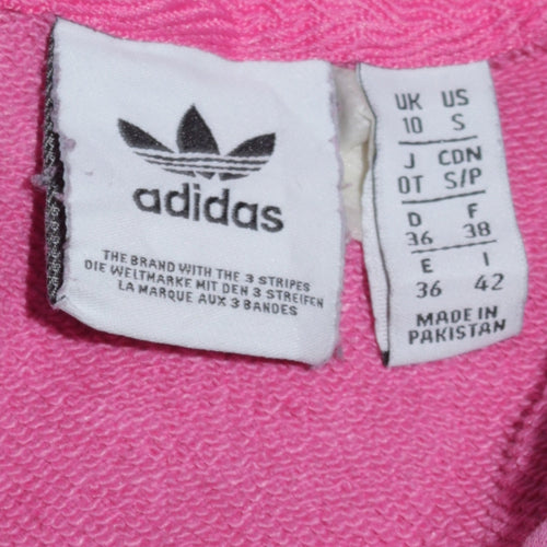 Adidas Womens Pink Pullover Hoodie Size 10 Cotton Drawstring Casual