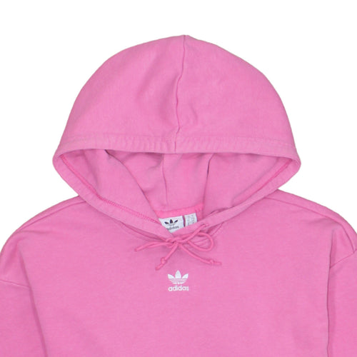 Adidas Womens Pink Pullover Hoodie Size 10 Cotton Drawstring Casual