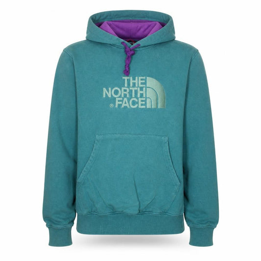 Front view of The North Face Men's Green Pullover Hoodie, size S, Outdoor Cotton Sweatshirt