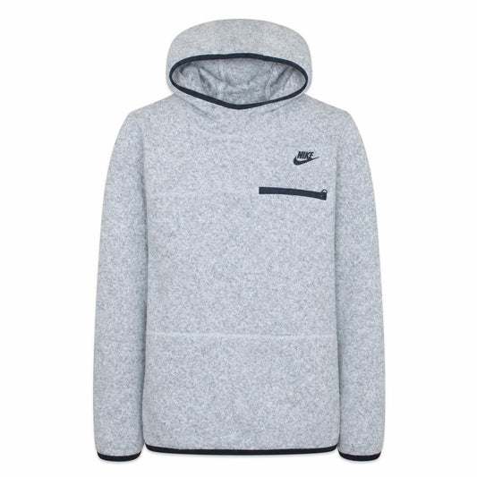 Front view of Nike Men's Grey Pullover Hoodie, size L, Regular Fit Fleece