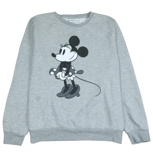 Disney Womens Grey Minnie Mouse Sweatshirt L Graphic Pullover