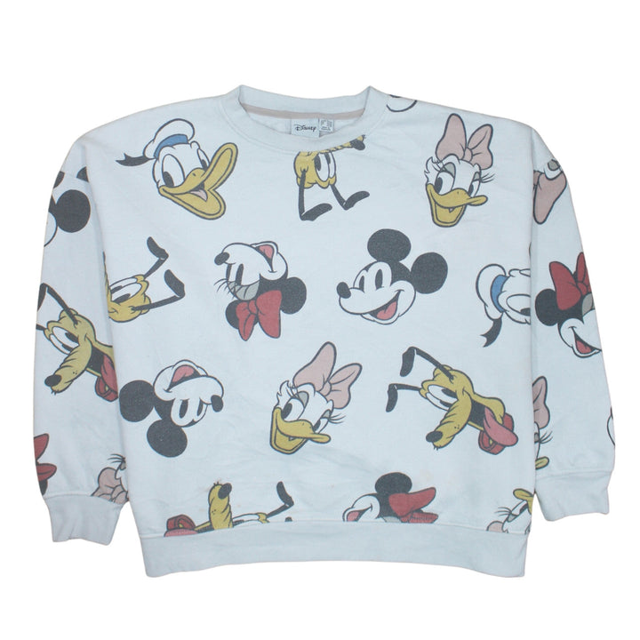 Disney Womens White 2XL Pullover Sweatshirt Mickey & Friends Print