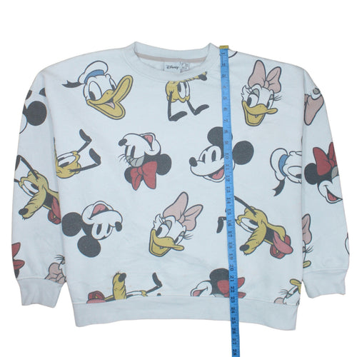 Disney Womens White 2XL Pullover Sweatshirt Mickey & Friends Print