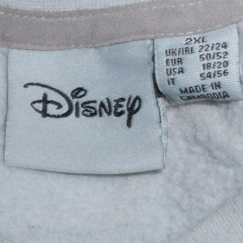 Disney Womens White 2XL Pullover Sweatshirt Mickey & Friends Print