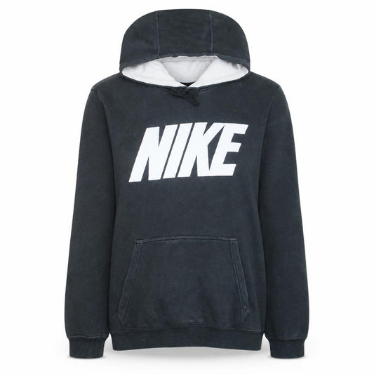 Front view of Nike Women Black Pullover Hoodie Medium 80 Cotton 20 Polyester Logo