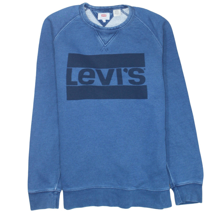 Levi's Men's Blue Crew Neck Logo Pullover Sweatshirt Size S