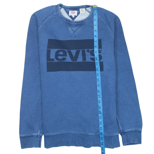 Levi's Men's Blue Crew Neck Logo Pullover Sweatshirt Size S