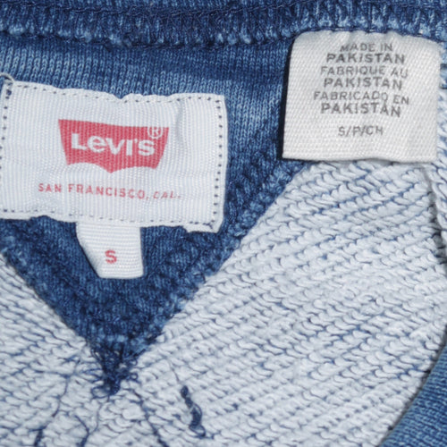 Levi's Men's Blue Crew Neck Logo Pullover Sweatshirt Size S