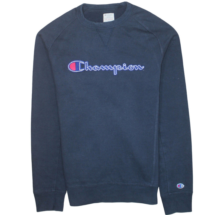 Champion Men's Blue Medium Pullover Sweatshirt Crew Neck Embroidered Logo