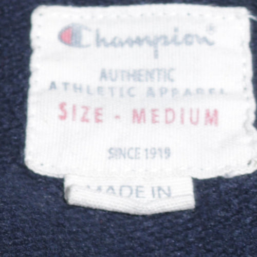 Champion Men's Blue Medium Pullover Sweatshirt Crew Neck Embroidered Logo