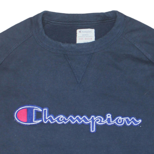 Champion Men's Blue Medium Pullover Sweatshirt Crew Neck Embroidered Logo