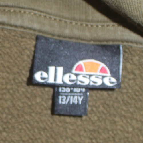 Ellesse Boys Green Pullover Hoodie 13-14 Years Cotton Blend Logo Sweatshirt