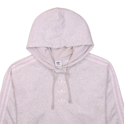 Adidas Womens Grey Pullover Hoodie Size 12 Cotton Blend Casual