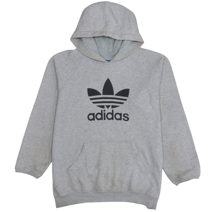 Adidas Men's Grey Pullover Hoodie L Trefoil Logo Sportswear