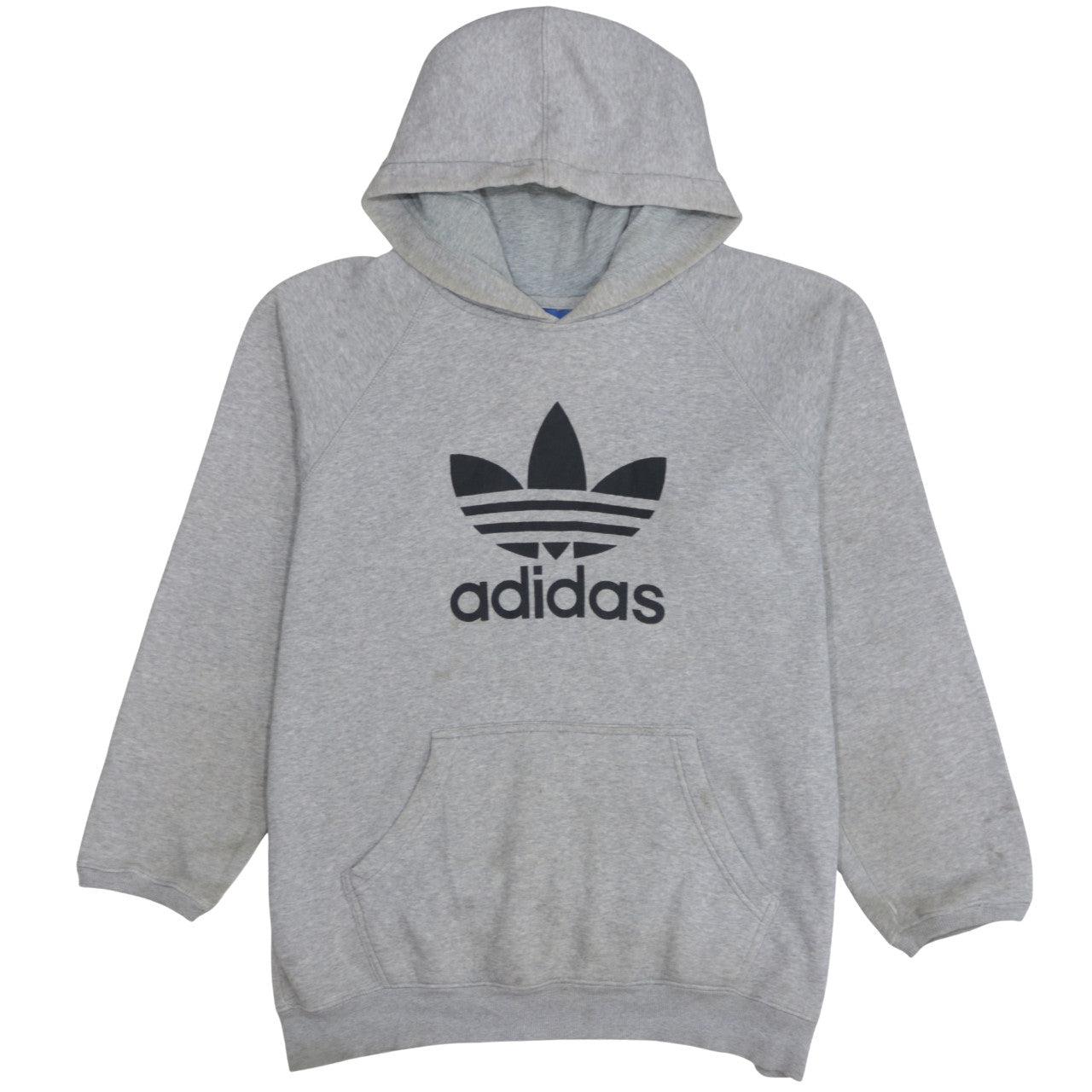 Adidas Men's Grey Pullover Hoodie L Trefoil Logo Sportswear