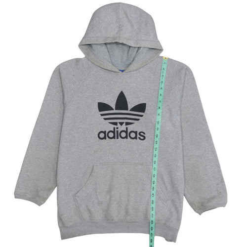 Adidas Men's Grey Pullover Hoodie L Trefoil Logo Sportswear