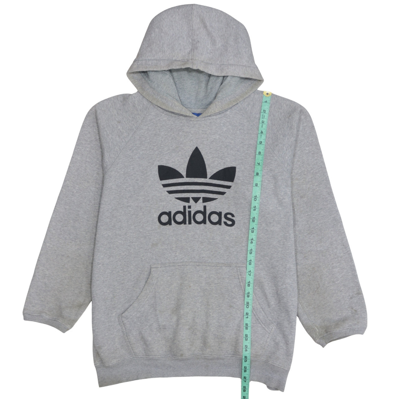 Adidas Men's Grey Pullover Hoodie L Trefoil Logo Sportswear